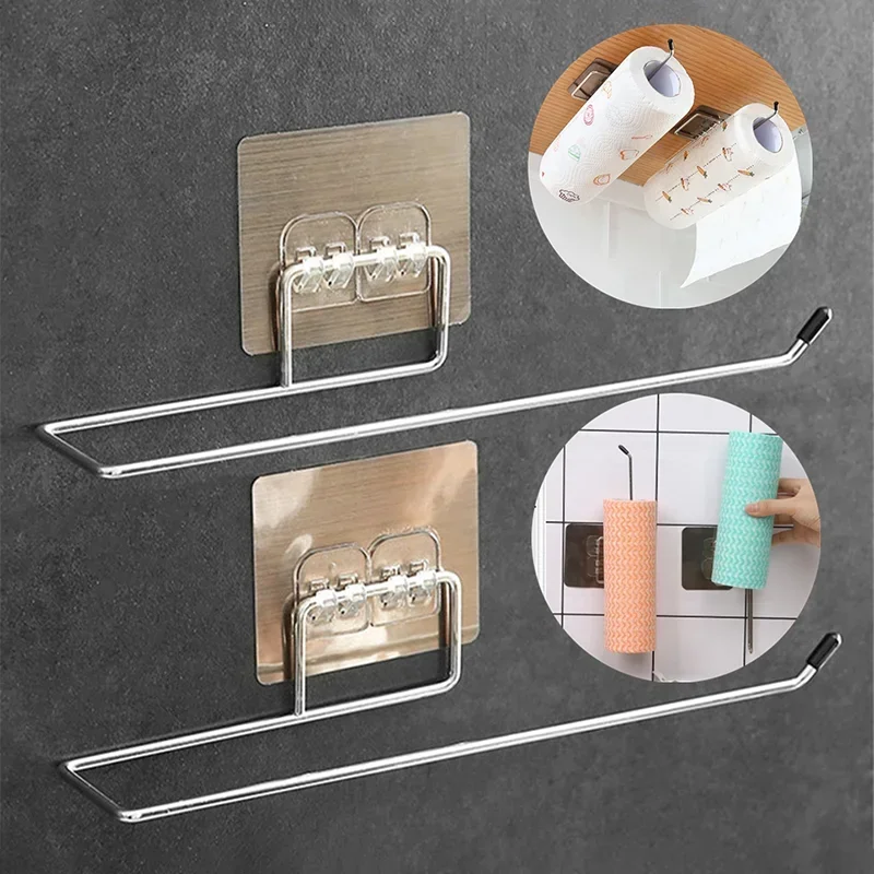 1Pcs Paper Towel Holder For Towels Stand Hanger Kitchen Faucet Bathroom Gadgets Napkin Holders Metal Fixture Home Improvement