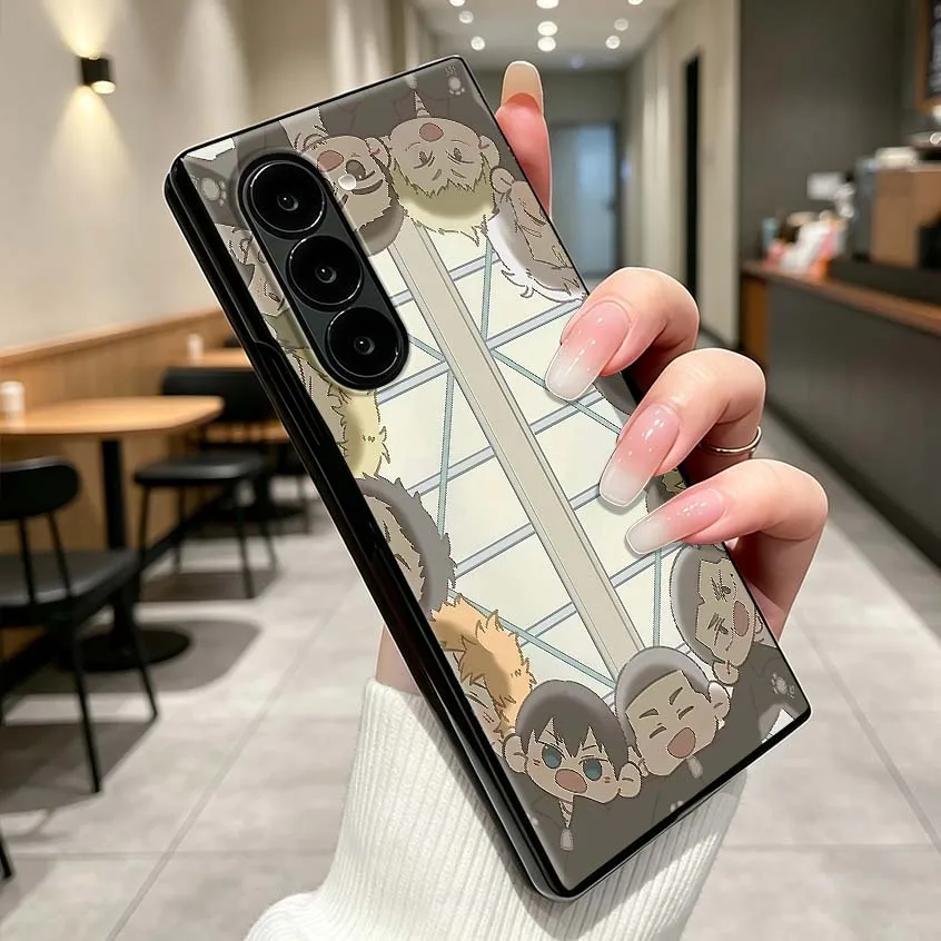 Cute Haikyu Cartoon Comics For Samsung Galaxy Z Fold 3 4 5 6 7 5G Matte Non-slip PC Shockproof Black Hard Cover Phone Case