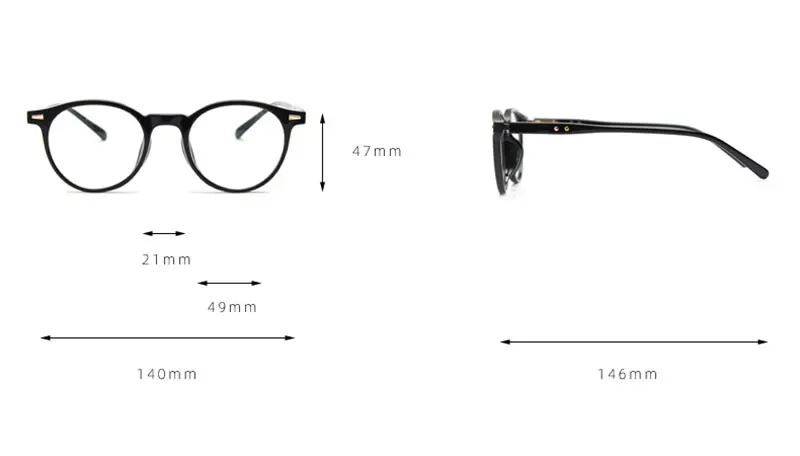 Mimiyou TR90 Nieten-Rundbrillengestell für Damen Vintage Anti-Blaulicht Optische Brillen für Herren Brillengestell UV400 Computerbrille – Detail 1