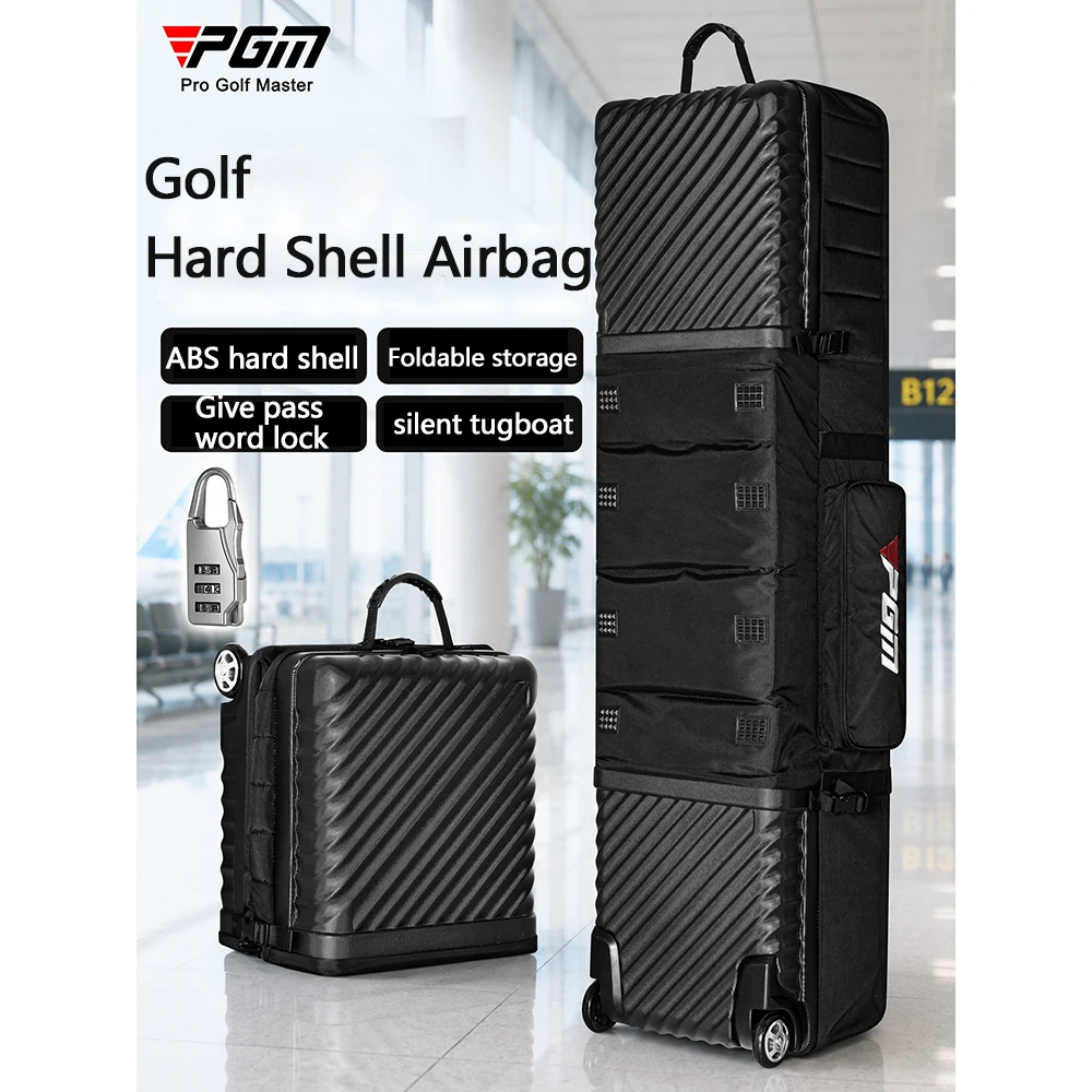 PGM Golf Travel Bag with Wheels  900D Oxford Golf Bag Travel Case for Airlines Thickened ABS hard shell design Foldable Storage
