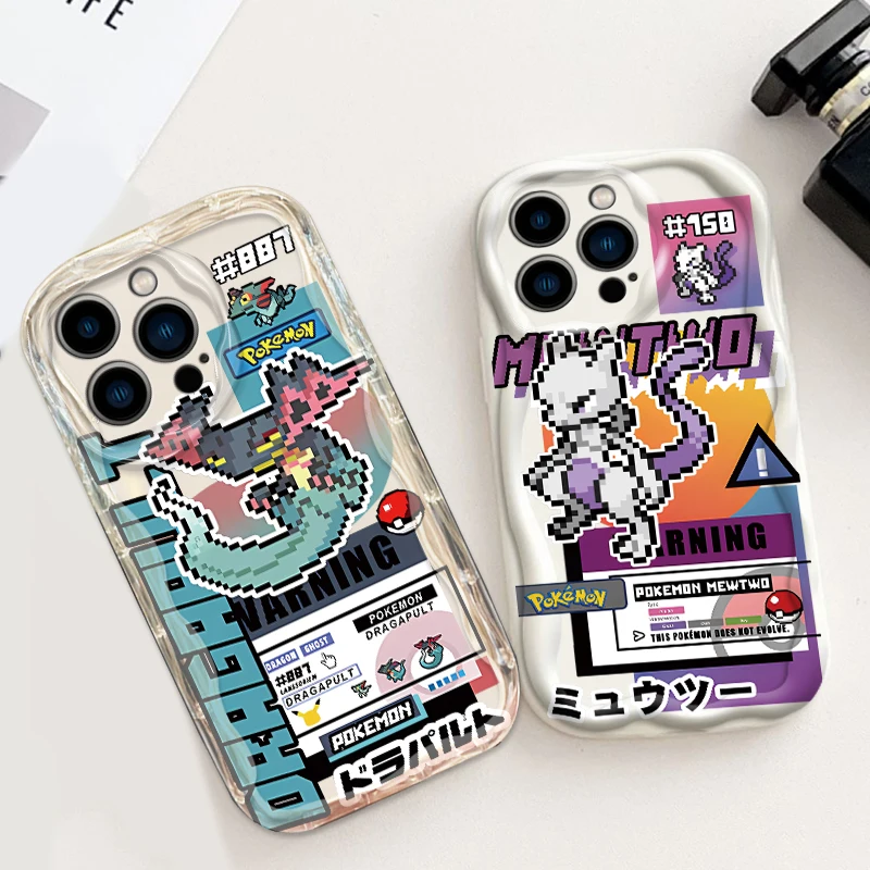 Cartoon R-Rayquazas M-Mewtwos For Apple iPhone 15 14 13 12 11 XS XR X Pro Max Plus Wave Oil TPU Phone Case