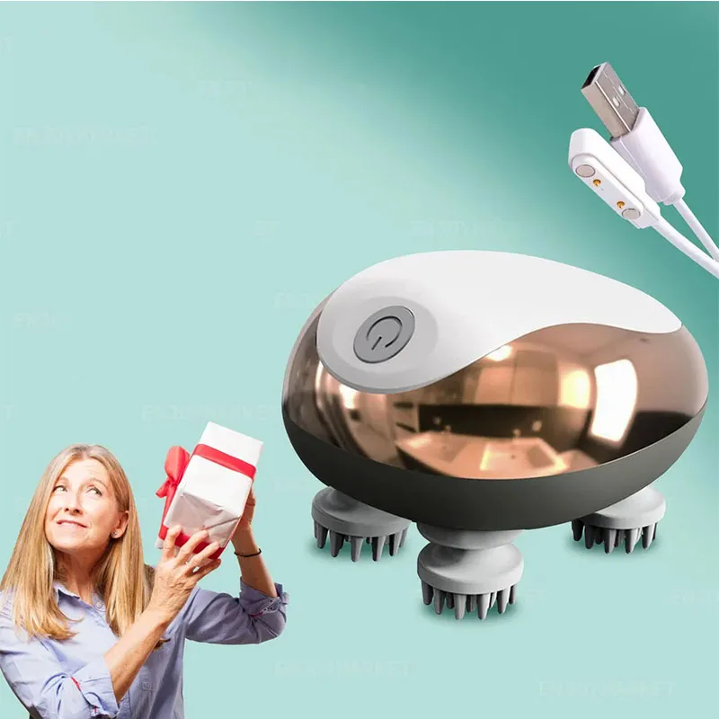 Mini Head Electric Massager Scalp Scratching Multi-Function Vibration Massage Kneading Physiotherapy Instrument