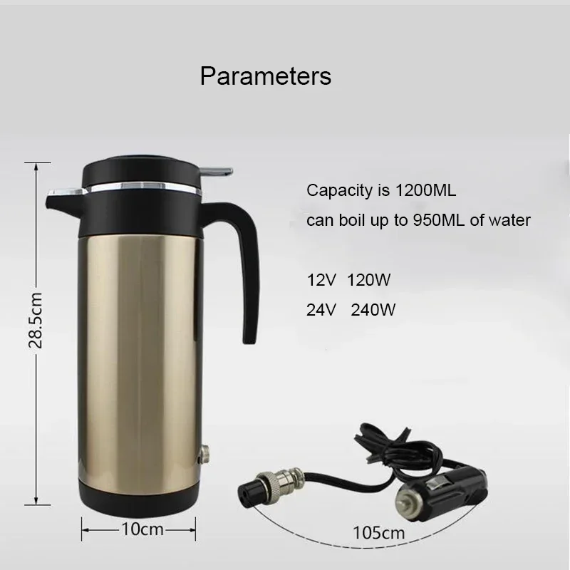 12V/24V veicolo acqua calda bollente bollitore elettrico camion da viaggio isolamento termico tazza di riscaldamento auto teiera caldaia bottiglia 1.2L