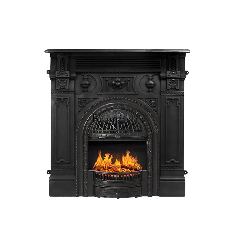 

*Engraved flower heating mantel retro decorative storage American medieval fireplace cabinet