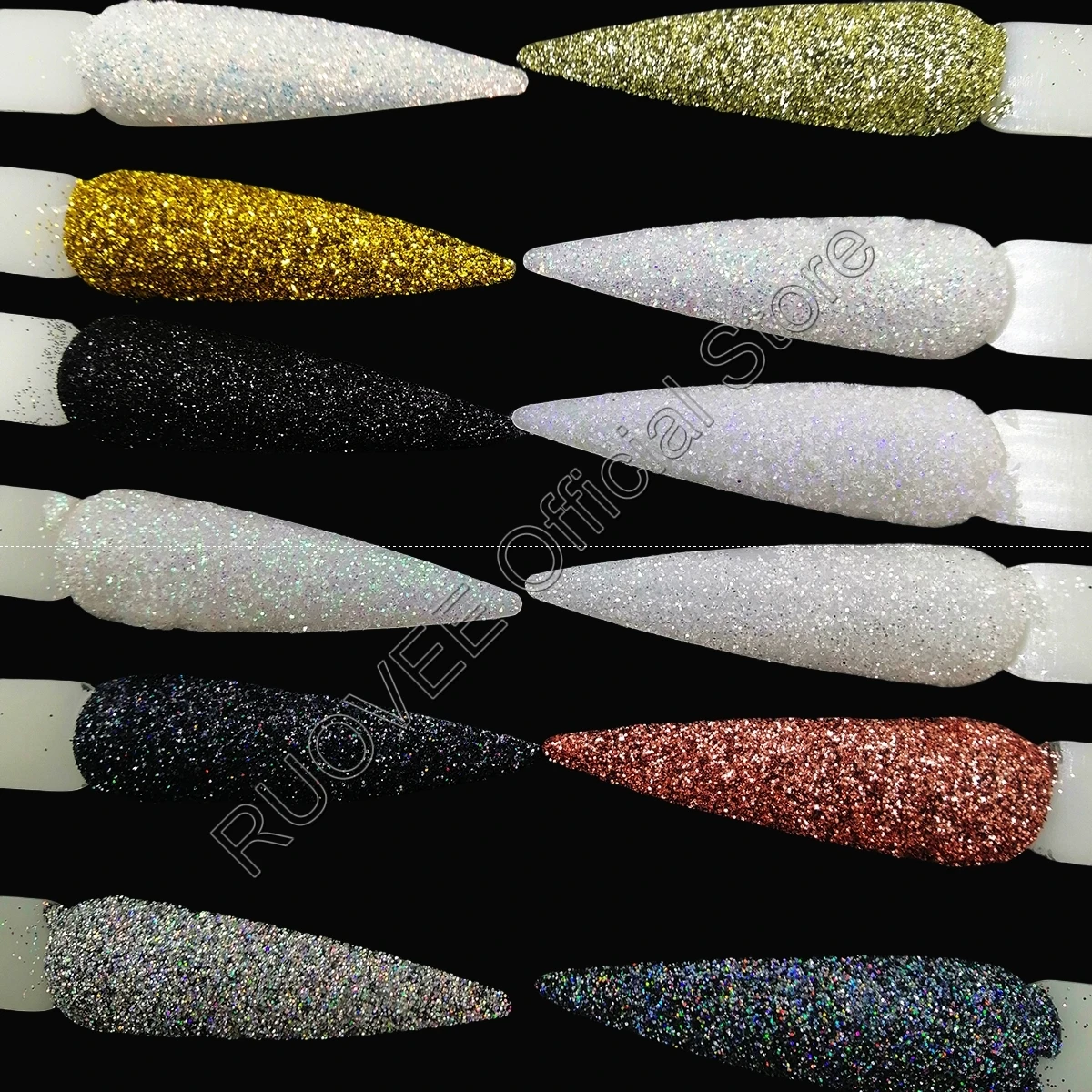 6/12 colores 0,2 MM iridiscente holográfica plata negro blanco azúcar arena brillo polvo arte de uñas maquillaje artesanía vaso de pintura facial