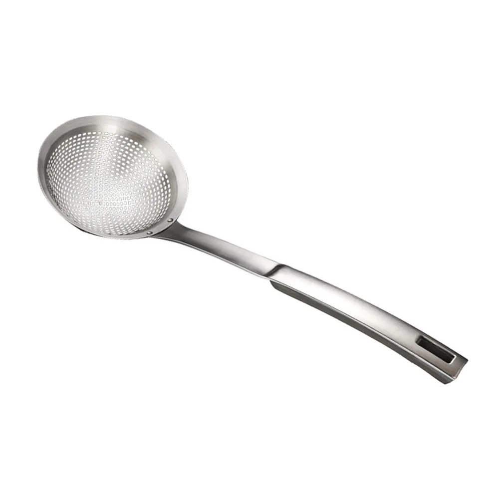 

Stainless Steel Colander Scoop Medium Size Uniform Fine Hole Hot Pot Slotted Spoon Food Serving Ladle for Soup Dumplings
