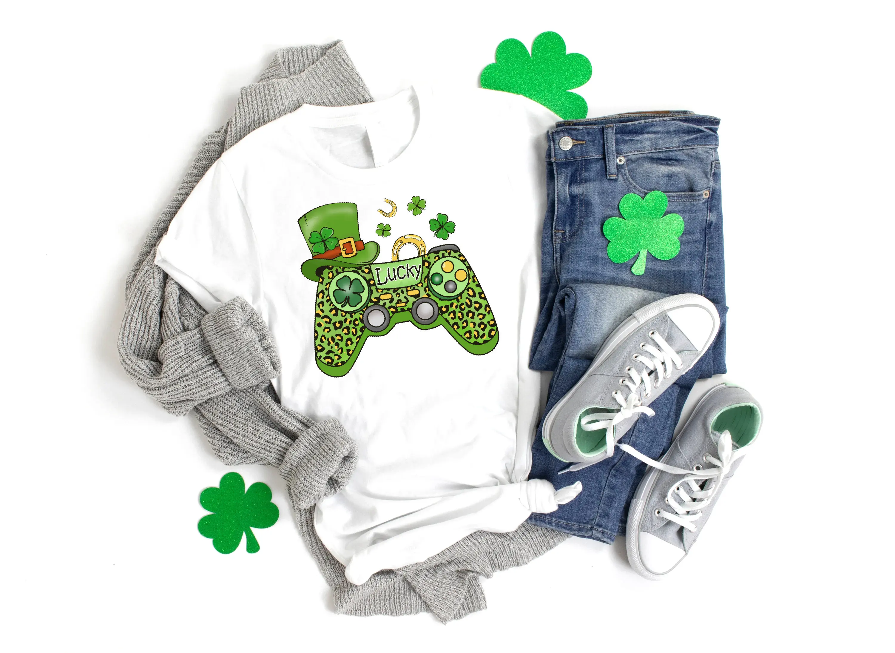 St Patricks Day Video Game T Shirt Boys Controller Pattys Irish Mens Gaming