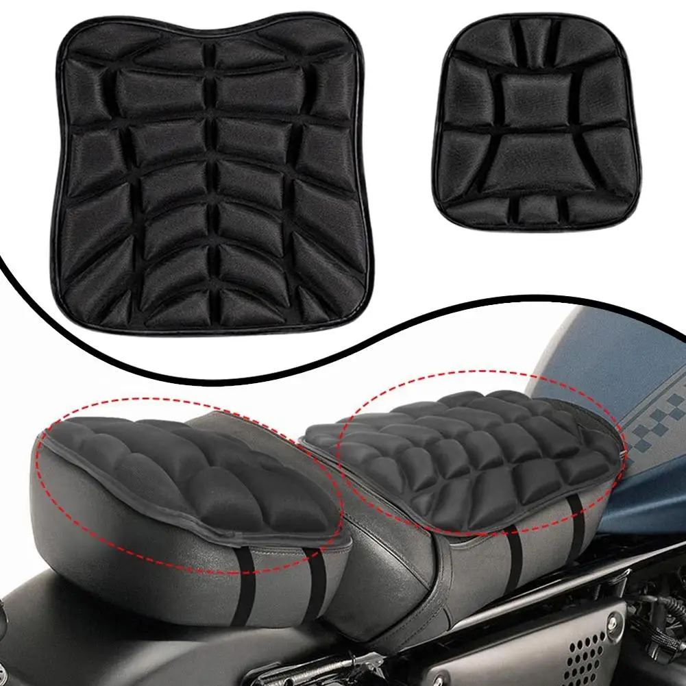 دراجة نارية وسادة مقعد ليكرا أسود ثلاثية الأبعاد تنفس عدم الانزلاق عبر الربط مرونة عالية الضمادات الجسيمات طبقة مزدوجة E4I7 #1