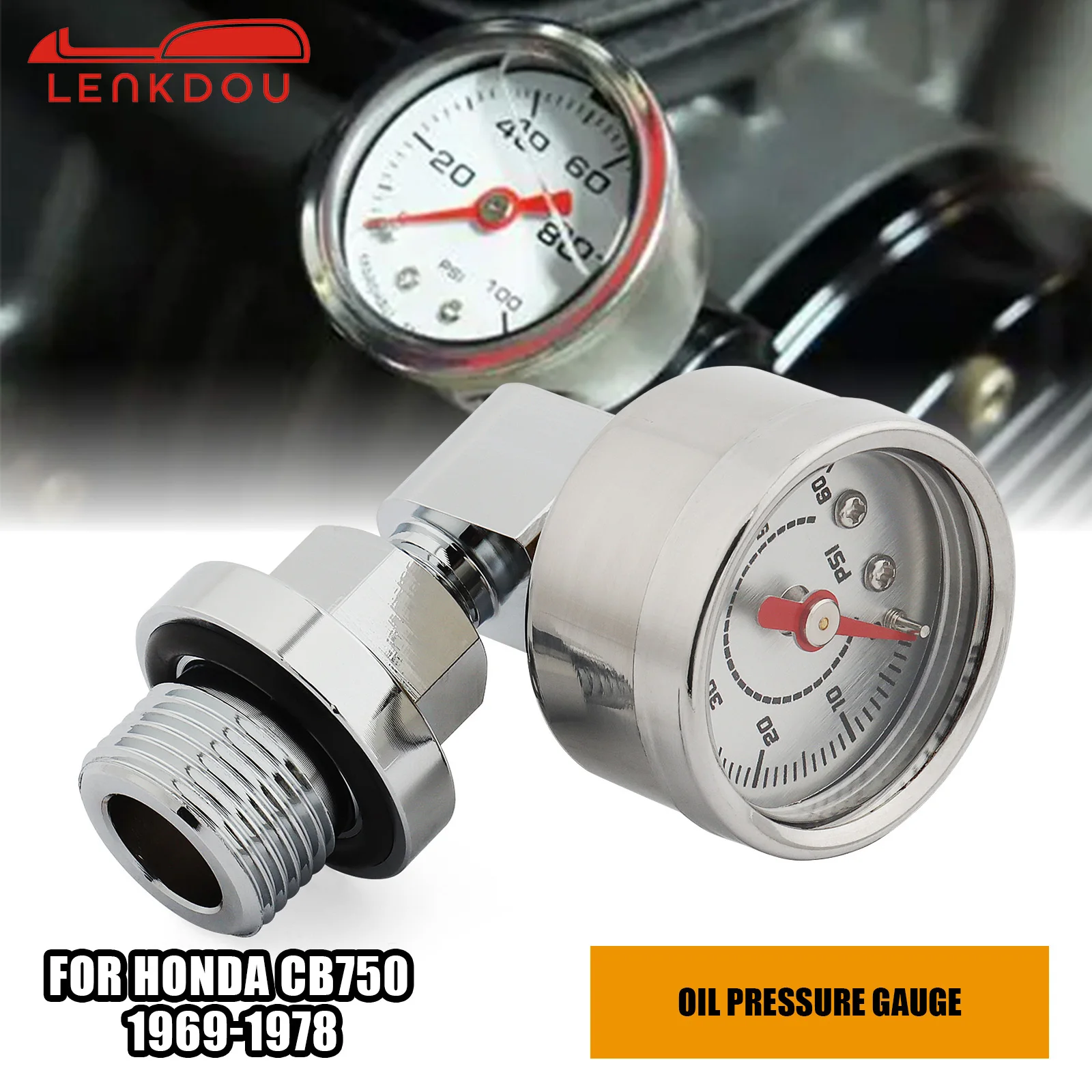 Motorcycle Oil Pressure Gauge Kit Single Outlet For Honda CB750 CB750K 1969-1978 Aluminum Black Chrome Direct Replacement