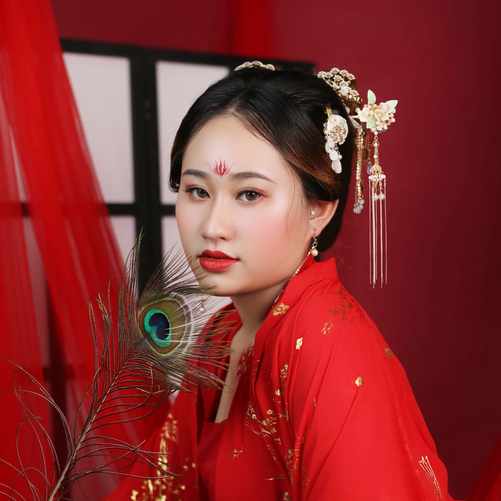 

2 pcs Hairpin Vintage Flower Tassel Design Chinese Style Kimono Accessories Costume Headdress Party for Women