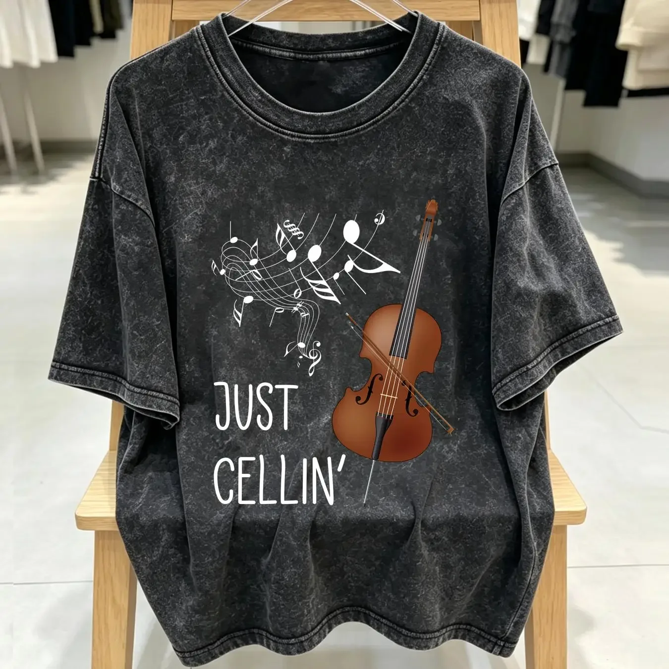 washed T Shirt Cello String Instrument Cellist Humor violoncello Handbags Portable Shopping Bag Large Capacity vintage Washed