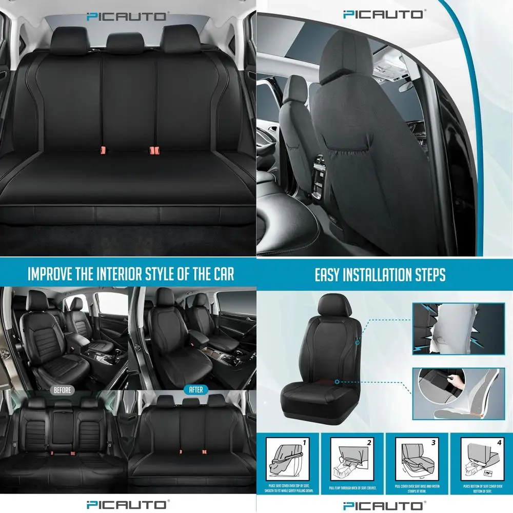 

Waterproof Seat Covers for Cars, Trucks, SUVs - Premium Black Full Set with Airbag Compatibility