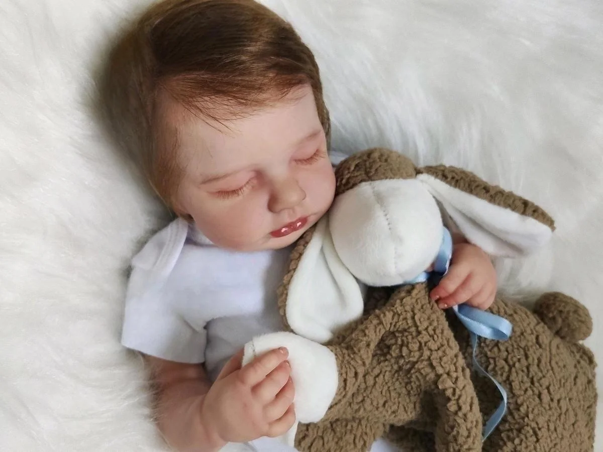 

19Inch Loulou Cloth Body/Full Vinyl Body Already Finished Paint Lifelike Sleeping Reborn Doll With Visible Veins Hand Root Hair