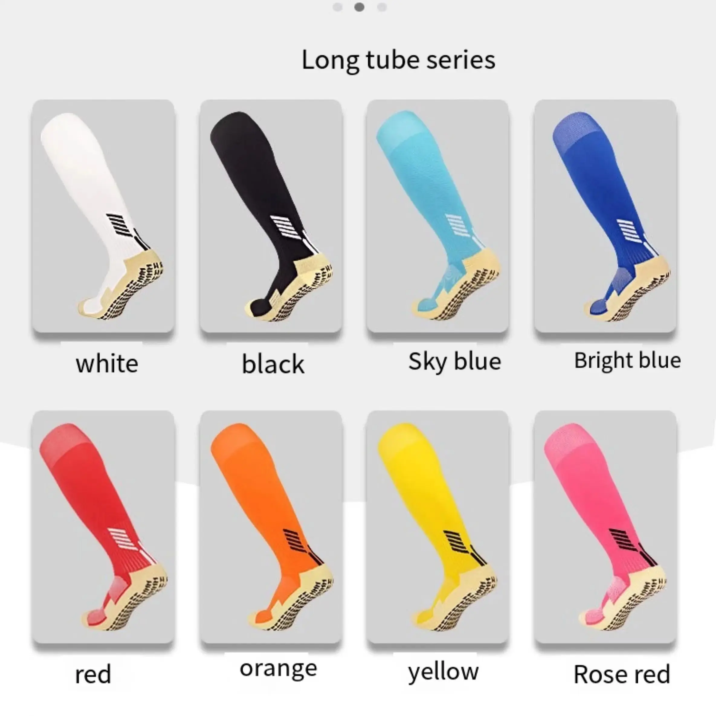 Anti Non Slip Football Socks Cut Black Long Length Adhesive Towel High Leg Grip Soccer Stockings Sports for Men and Children