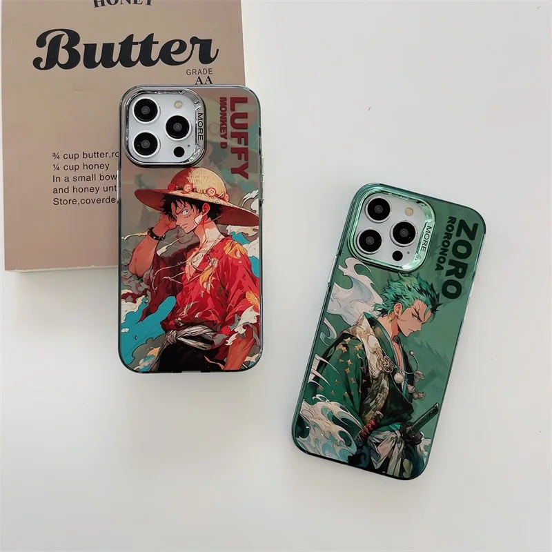 Anime One Piece Luffy Gear 5 Nika Roronoa Cartoon Phone Case For iPhone 15 14 13 12 11 Pro Max Plating Bumper Shockproof Cover