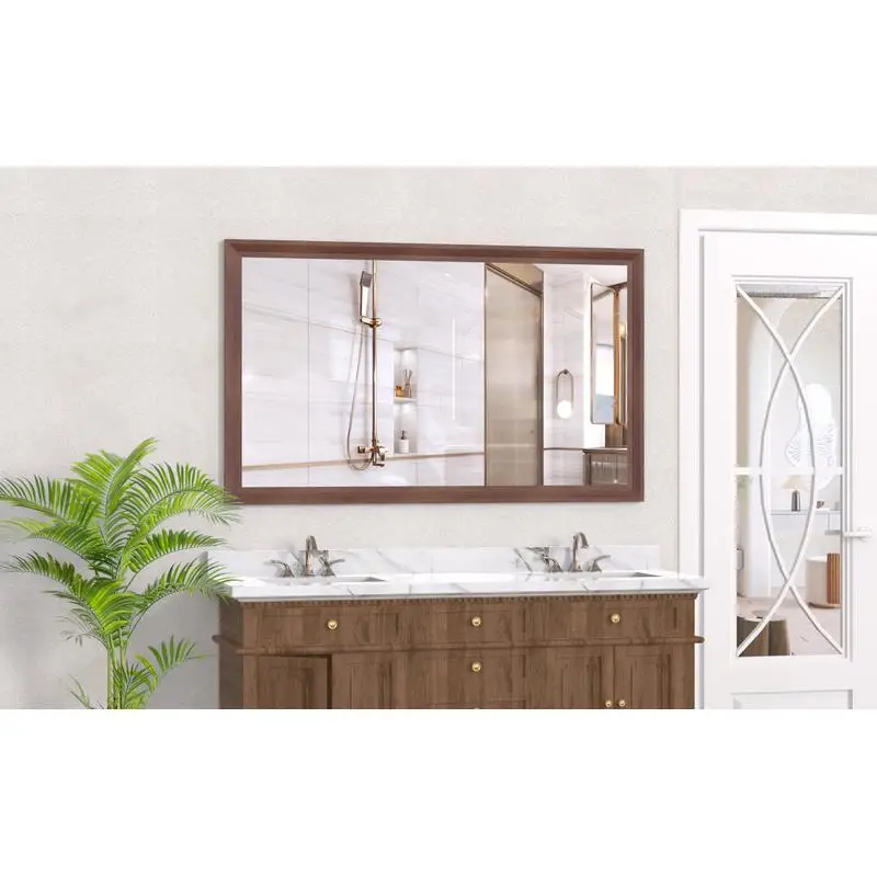 

60x36 Oversized Modern Rectangular Bathroom Mirror with Yellow Coral Frame - Large Wall-Mounted Decorative Mirror for Living