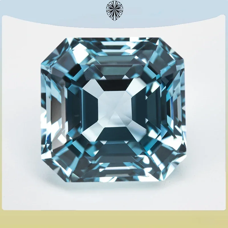 

Lab Grown Sapphire Aquamarine Square Asscher Cut VVS1 Gemstone Charms DIY for Jewelry Making Material Selectable AGL Certificate