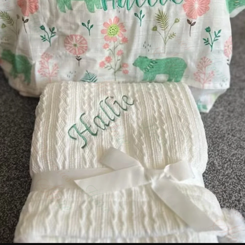 

Baby Gift Soft Fleece Baby Wrap Knitted Blanket Personalized Embroidered Name New Present for a Baby Shower Customized Baby Gift