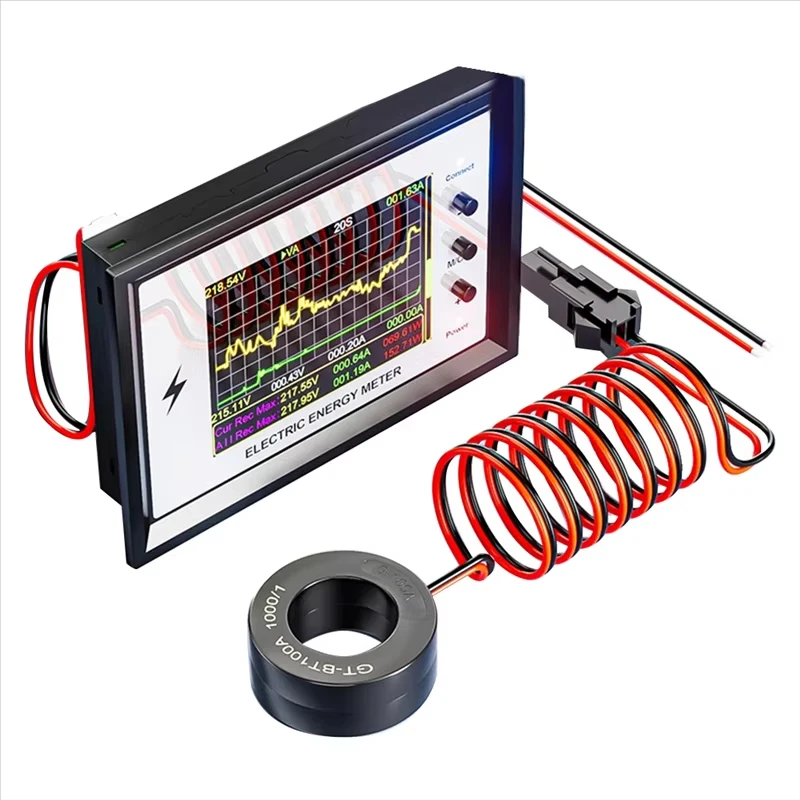 

Измеритель мощности Wi-Fi AT24CB W с цифровым монитором, 100А, 50-320В переменного тока, Bluetooth BLE, протокол SPP, приложение Smart Life