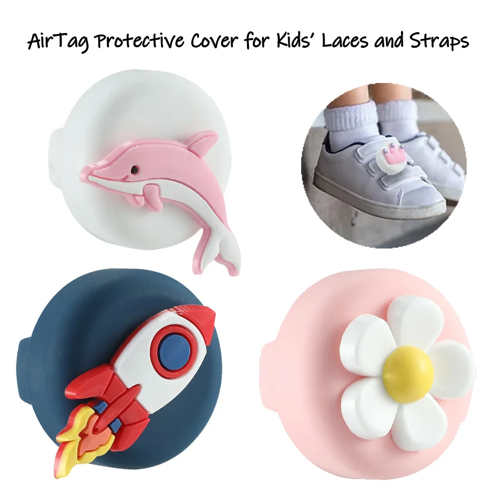 AirTag Holder Case for Kid Shoelaces & Straps Waterproof Sil