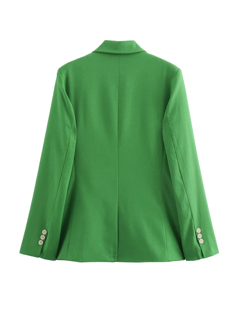 ZEVITY Women Simply Notched Collar Long Sleeve Green Business Blazer Coat Female Outerwear Chic Buttons Suits Veste Tops CT6218