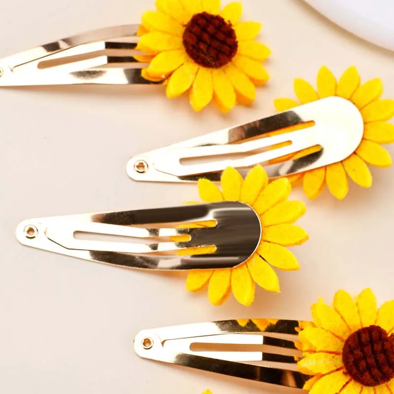 ncmama 6PCS Yellow Sunflower Hair Clips for Baby Girls Cute Flower Barrettes Sunflowers Hairpin Kids Headwear Hair Accessories