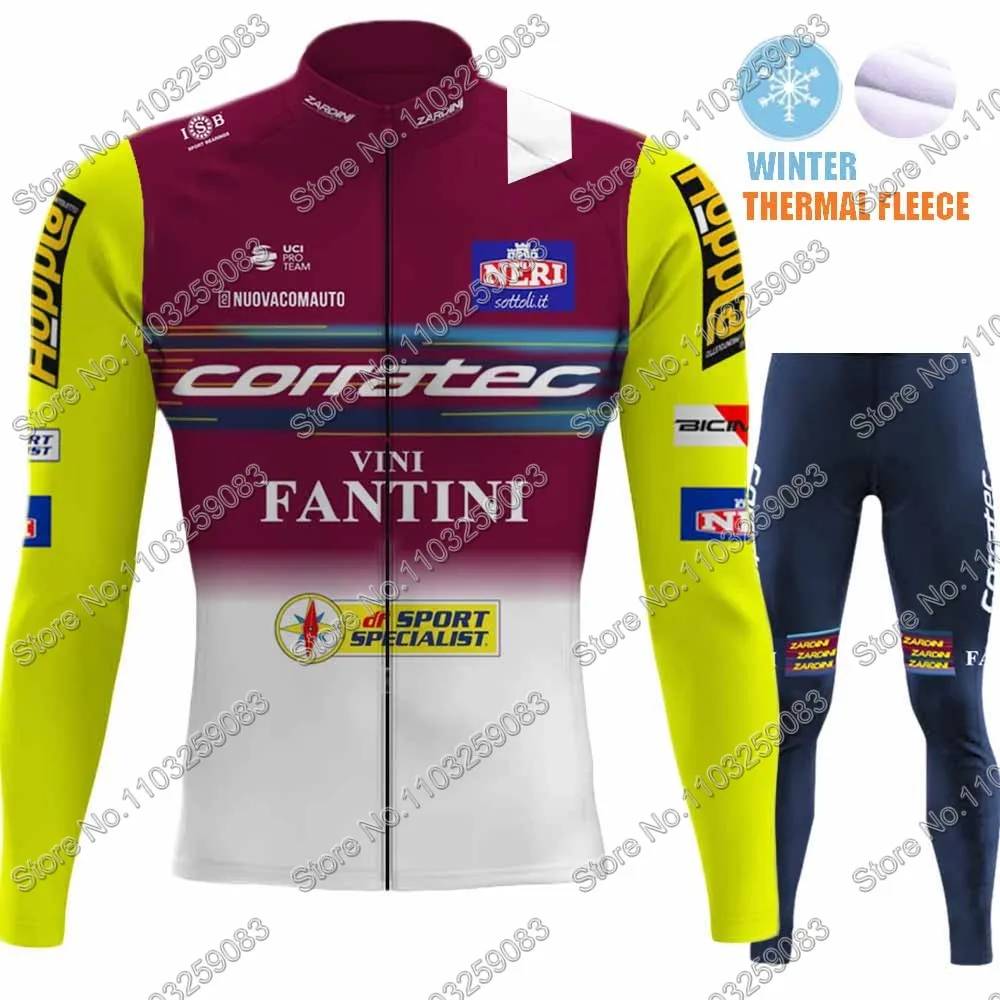 Winter Corratec Team 2024 maglia da ciclismo Set uomo manica lunga italia giallo abbigliamento da ciclismo tuta MTB Bike Road Pants bavaglino Maillot