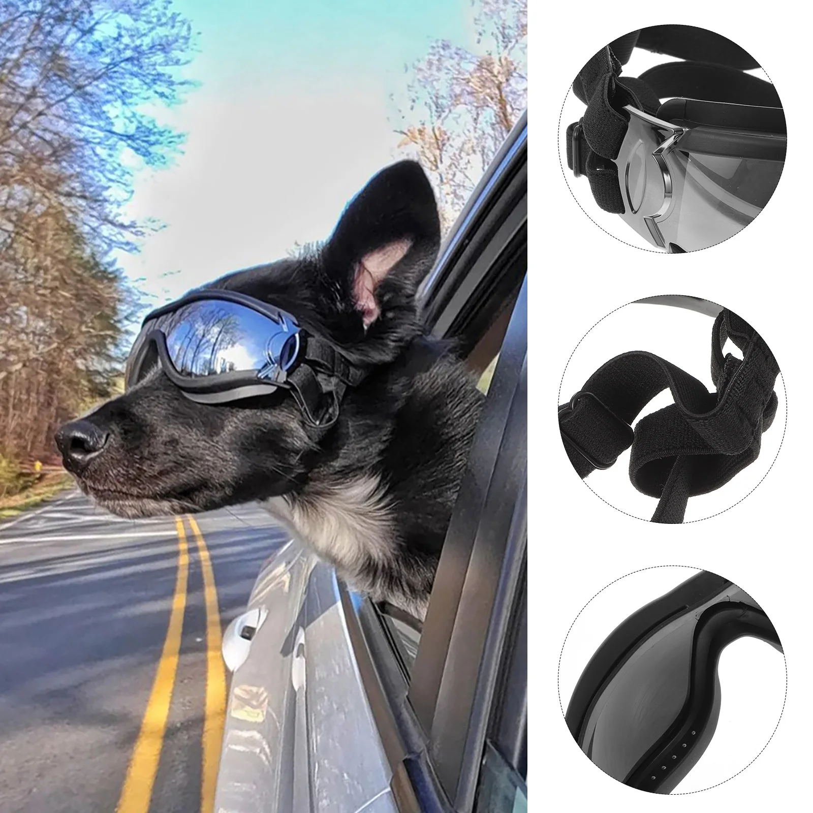 

Windproof Pet Goggles Eye Protective Glasses Anti-UV Eye Goggles Creative Eyewear for Dog Puppy (Black)
