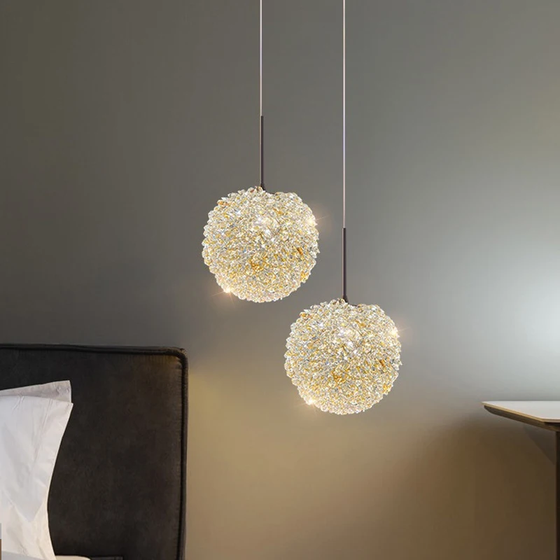 

Postmodern Crystal Pendant Lights Living Room Bedroom Bedside Lamp Restaurant Hanging Lamp Light Fixtures Suspension Luminaire