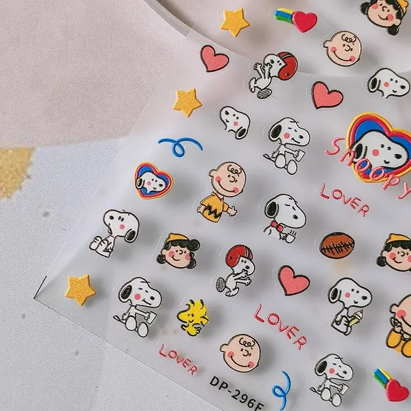 Snoopy Nail Art Stickers Anime Peripheral Cartoons Cute Waterproof Three-dimensional Decoration Nail Art Decals Wholesale