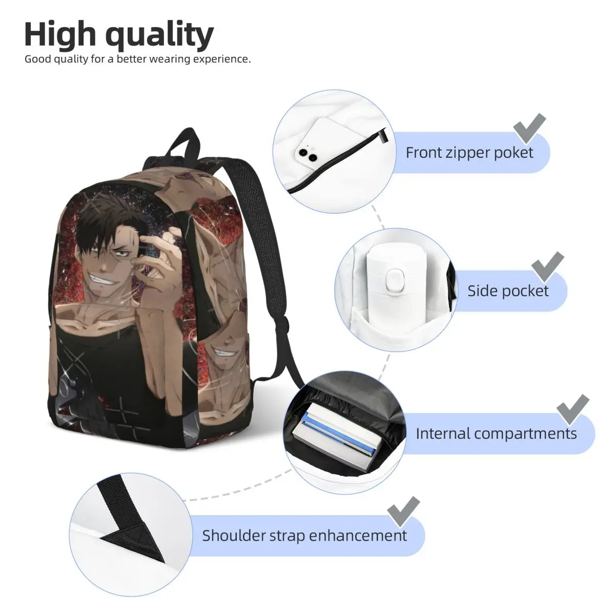 Anime Gangsta Wallpaper 9 حقيبة ظهر بسيطة وأنيقة من القماش حقيبة ظهر للرجال #4