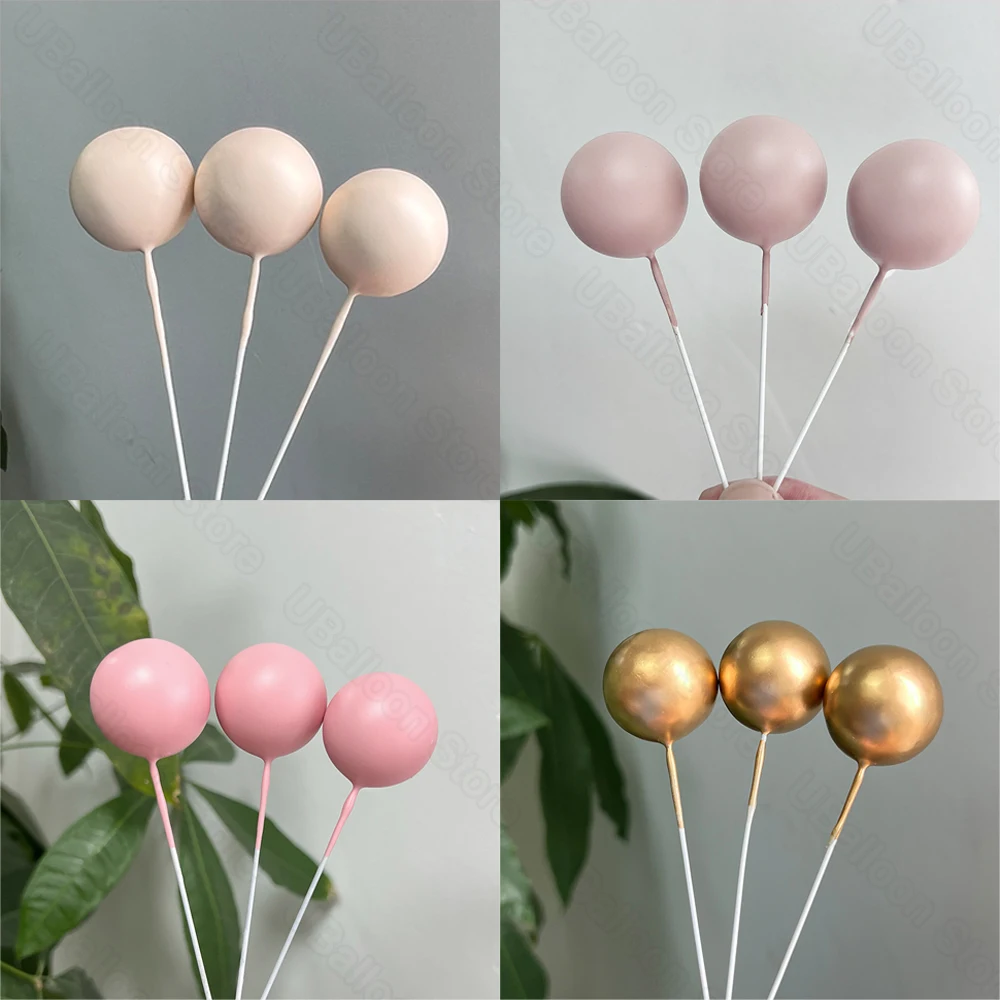 35 Stück rosa Kugeln zur Kuchendekoration, 2-4 cm, goldfarbene Boho-Haut, zartrosa Kuchendekorationen für Geburtstag, Hochzeit, Babyparty, Kuchenzubehör – Detail 5