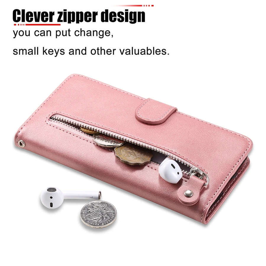 Wallet Zipper Case For Huawei P40 Lite E P30 Lite P20 Lite P Smart Z 2019 2020 2021 Honor 60 Pro 50SE 50 Lite 20 Lite 10Lite 10i