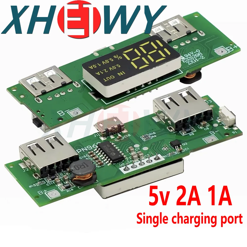 18650 lithium battery digital display charging module 5v2.4a 2A dual USB output band display booster module