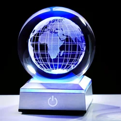 USB Night Light LED Crystal the earth Ball Table Lamp 3D Decor for Home Table Lamp Party Toys for Kids Adult Xmas Gifts
