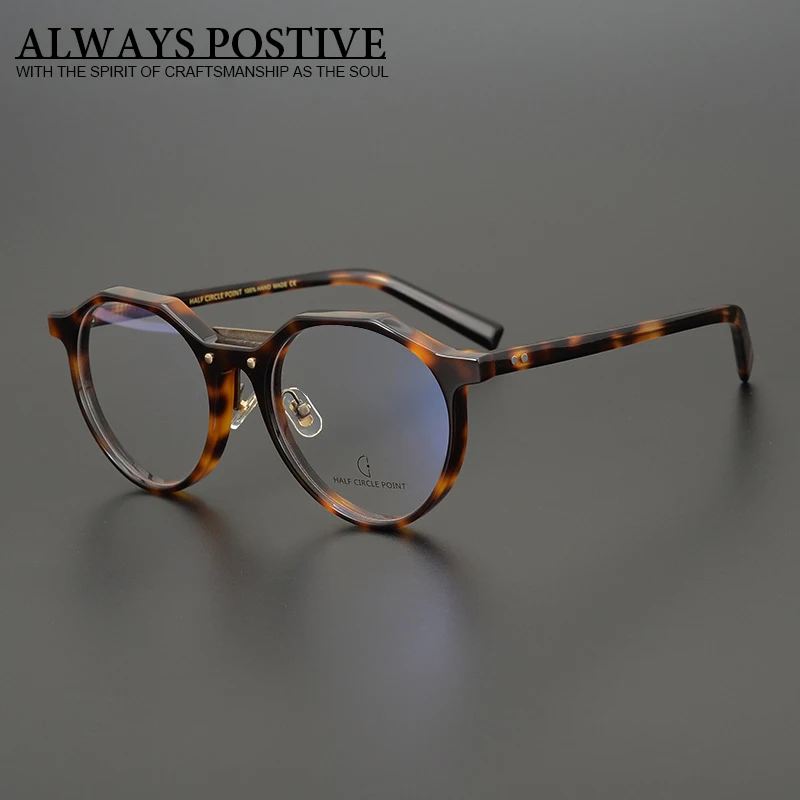 Handmade Prescription Eyewear Top quality Fashion Design Vintage Round Acetate Glasses Frame Men Women Myopia Optical Eyewear