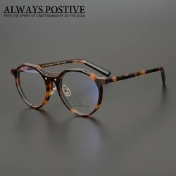 Handmade Prescription Eyewear Top quality Fashion Design Vintage Round Acetate Glasses Frame Men Women Myopia Optical Eyewear