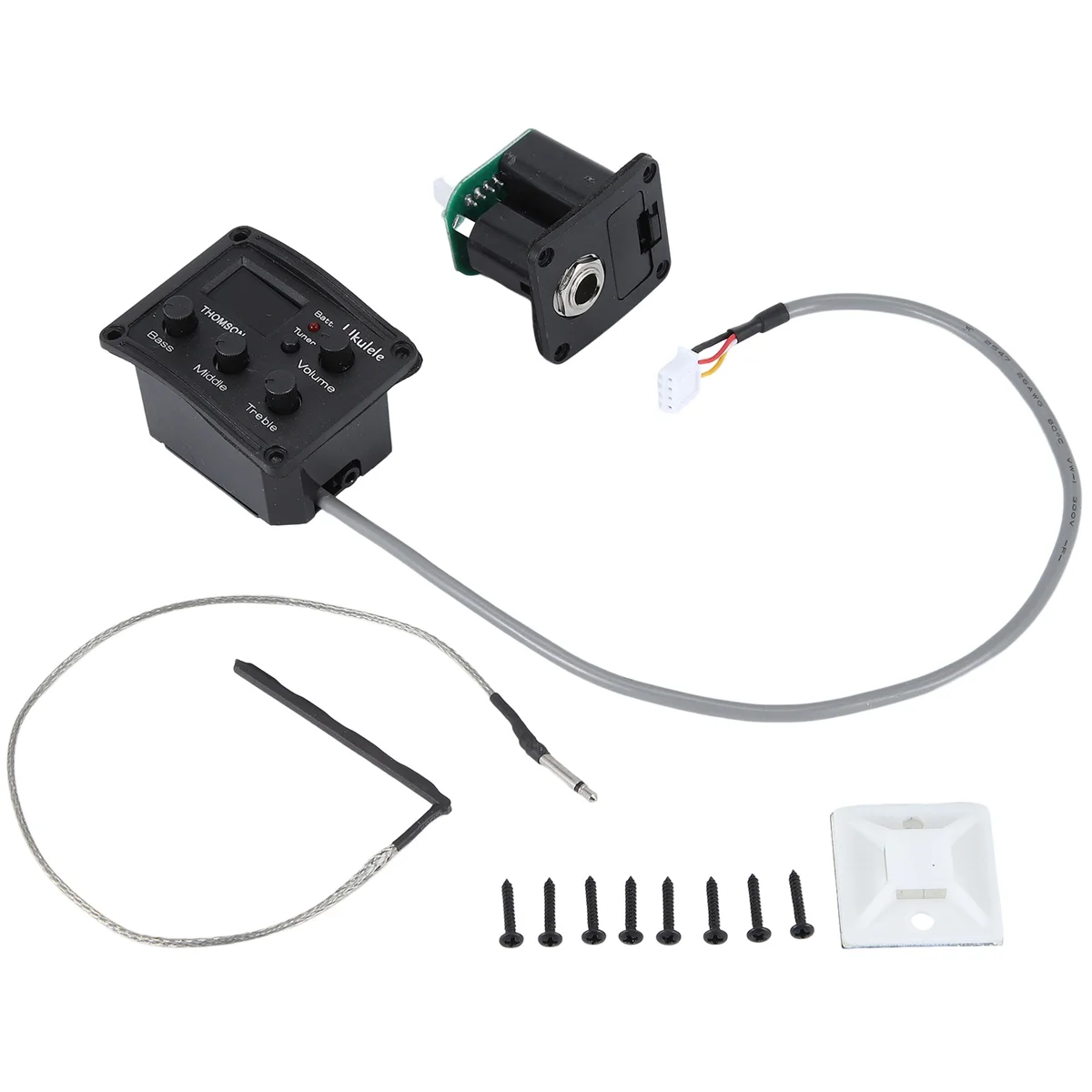 N17R Ukelele Uke Piezo Pickup Preamp 3-Band EQ Equalizer Tuner System with LCD Display