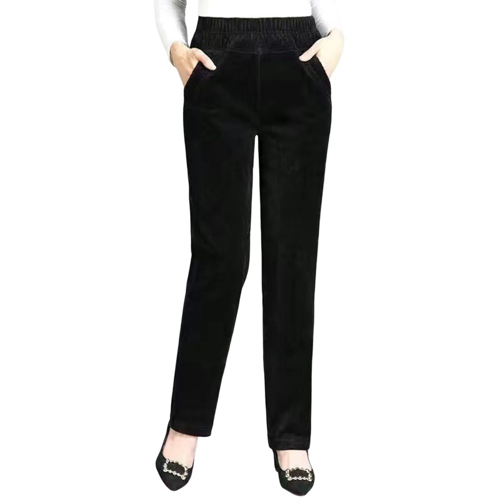 Ladies High-Waisted Casual Pants Wear-Resistant and Breathable Fabric Pants for Shopping Traveling Dating Working