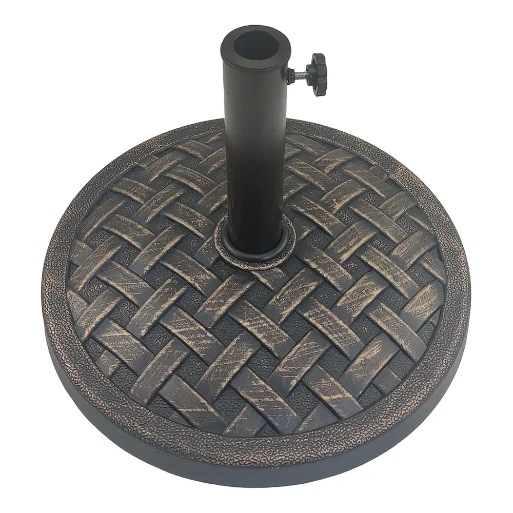 

31 Lb Round Heavy Duty Resin Patio Market Table Umbrella Base Stand Weight For Outdoor, Bronze