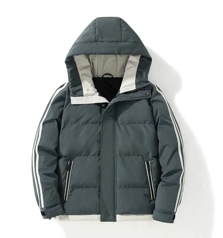 

Мужская зимняя утепленная хлопковая куртка с капюшоном, повседневный стиль, молодежная мода, однотонное пальто для молодых мужчин