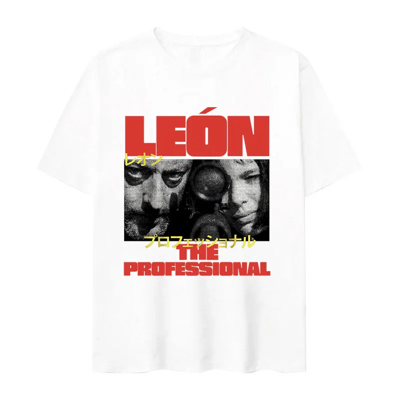 Retro Leon The Professional Movie T Shirts Men Women Fashion Cotton Short Sleeve T-shirt Y2k Harajuku Oversized Tees Streetwear