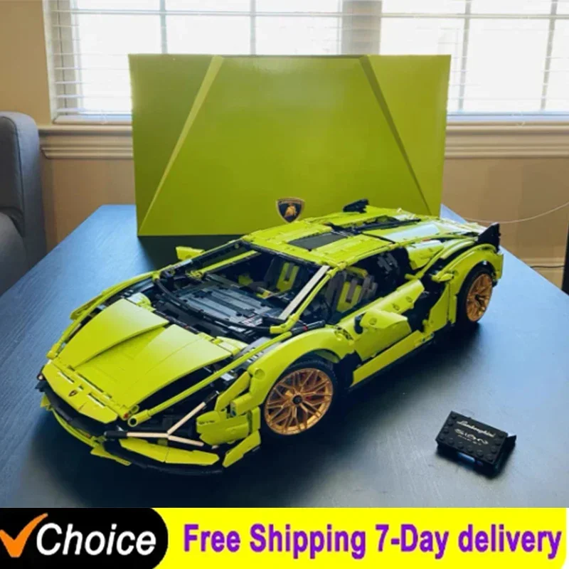 

3696PCS Champagne Lambo Technical Car Fit 42115 SIAN Roadster Model FKP37 Kit Model Building Blocks Toys Kids Christmas Gifts
