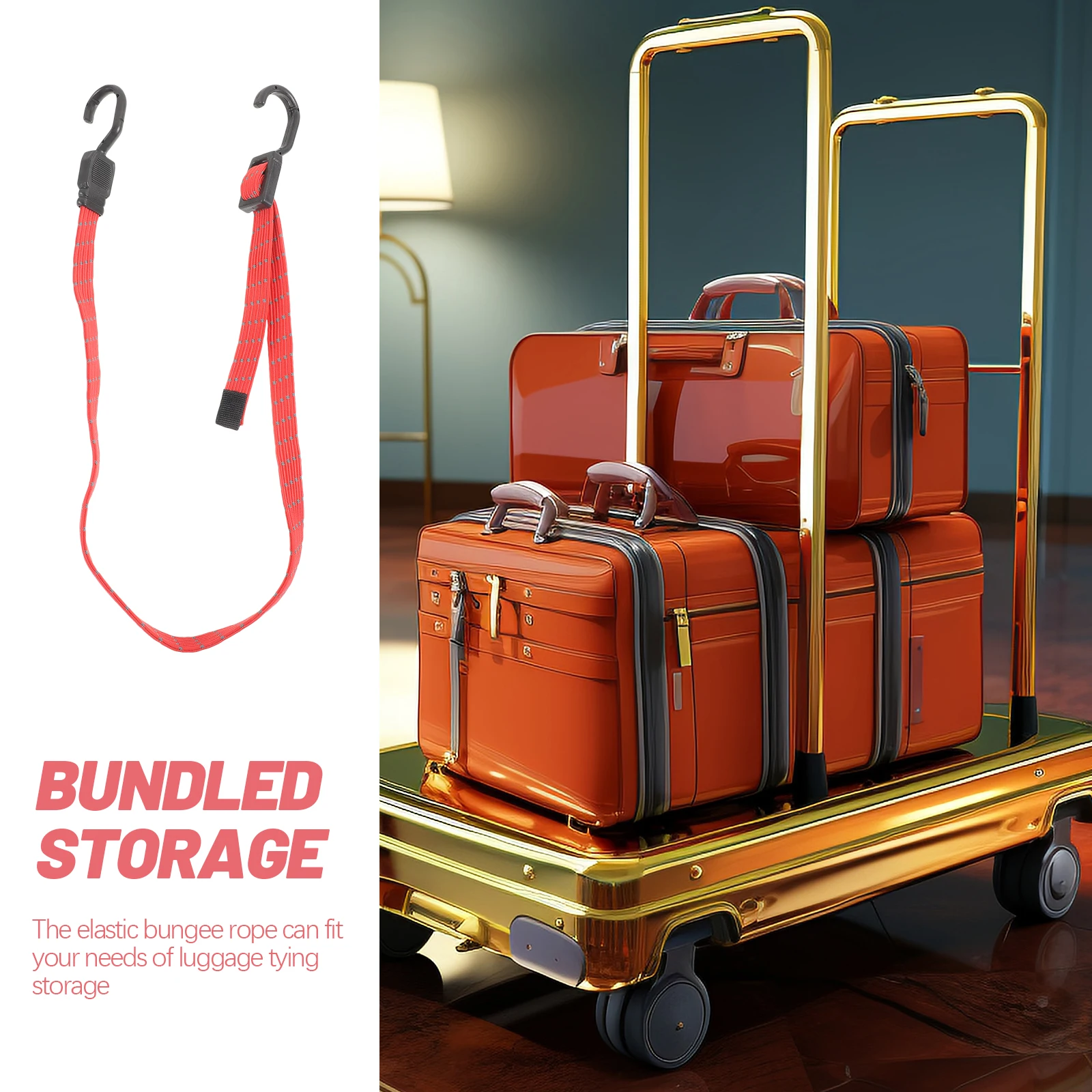 

Elastic Bungee Cord Outdoor Fixing Strap Cargo Binding Belt Polypropylene Red Durable Hooks Rope Luggage Storage Bike Garden