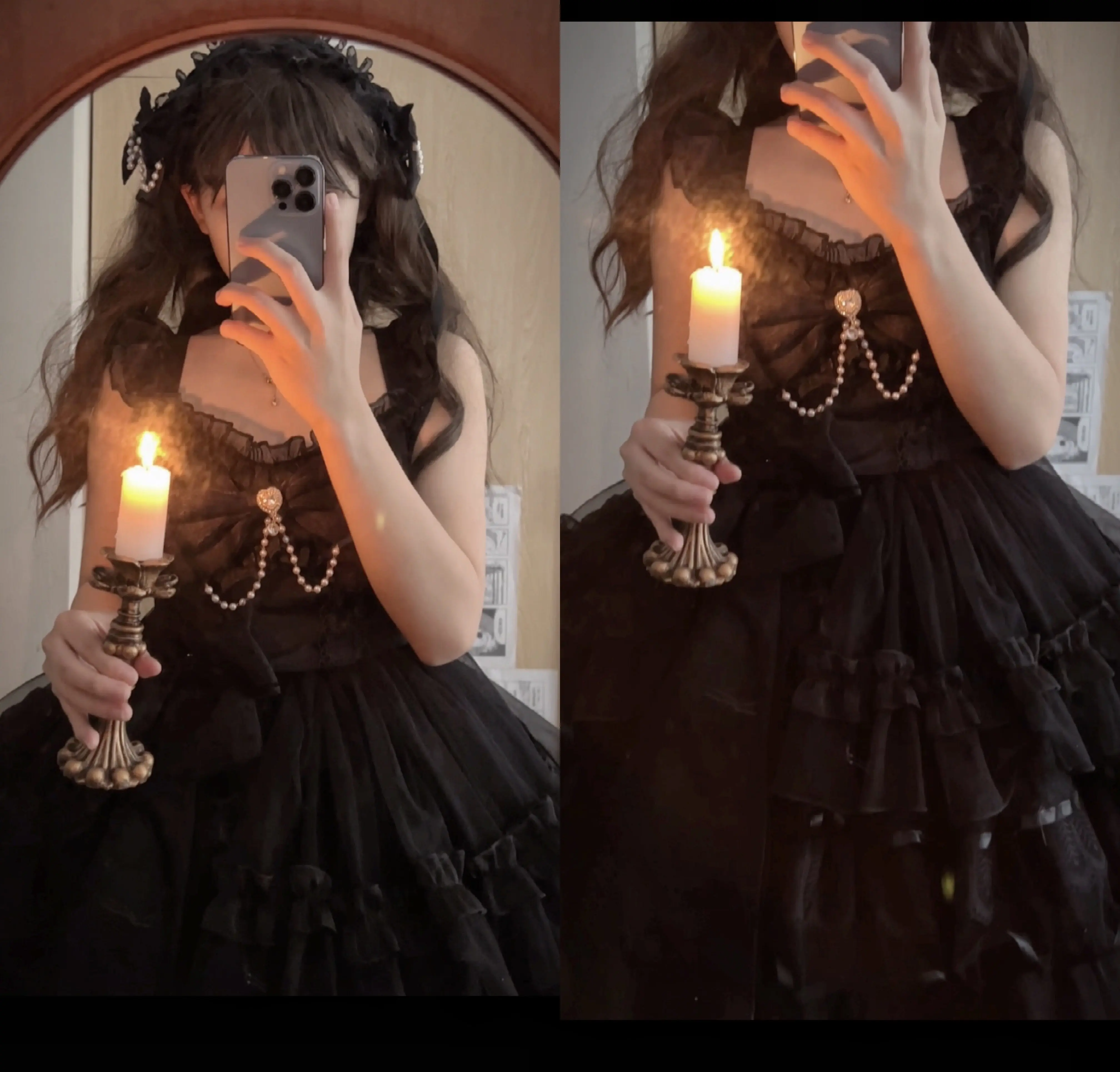 Clássico lolita casamento jsk vestido feminino elegante marfim renda pérola arco tiras em camadas vestido de tule para cerimônia de festa de chá e eventos