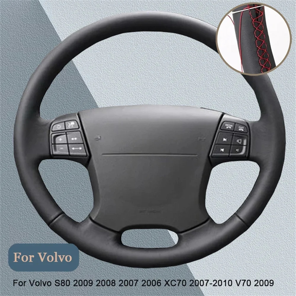 Microfibre Leather Car Steering Wheel Cover For Volvo S80 2009 2008 2007 2006 XC70 2007-2010 V70 2009 Auto Interior Accessories