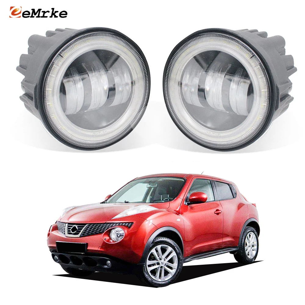 Upgrade Led Fog Lights Assembly PTF 40W for Nissan Juke F15 2010 2011 2012 2013 2014 Daytime Running Lamp Angel Eyes Car DRL 12V