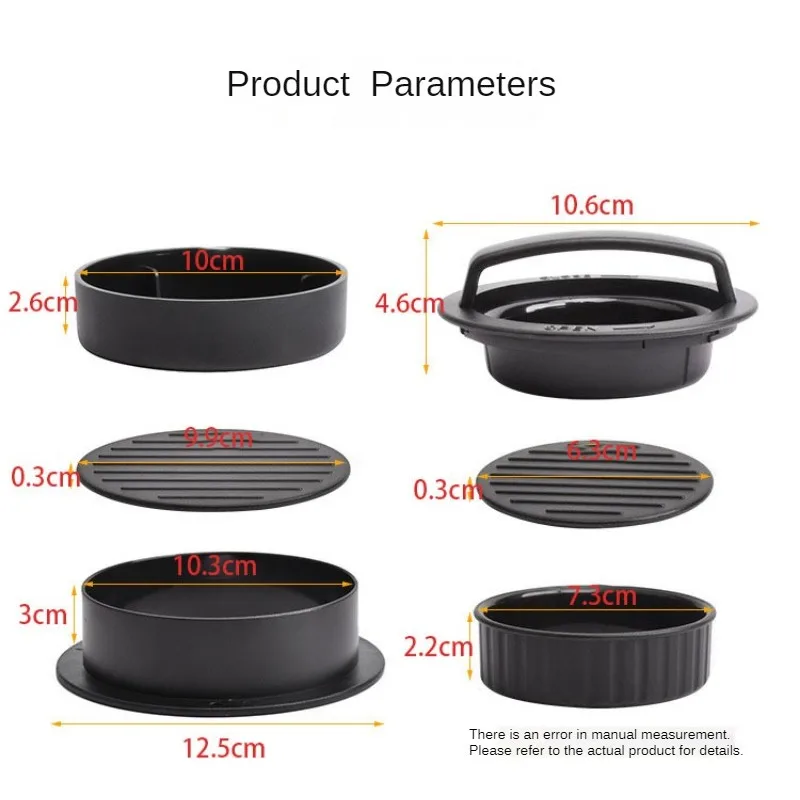 3In1 Hamburger Meat Press Mold Patty Maker Non Stick Stuffed Burger Mold Beef Patties ABS Round Shape Mould Kitchen Accessories view 3