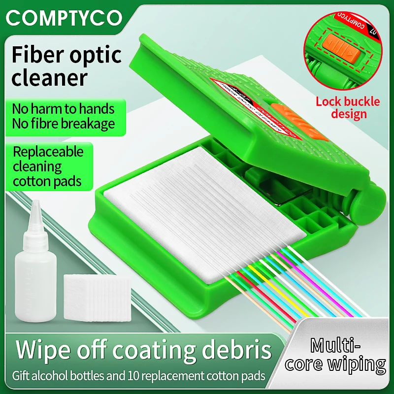 COMPTYCO A-07 Optical Fiber Core Wiping Cleaning Tool Fiber Optic Cleaner With Cleaner Cotton/Alcohol Storage Bottle (Empties)