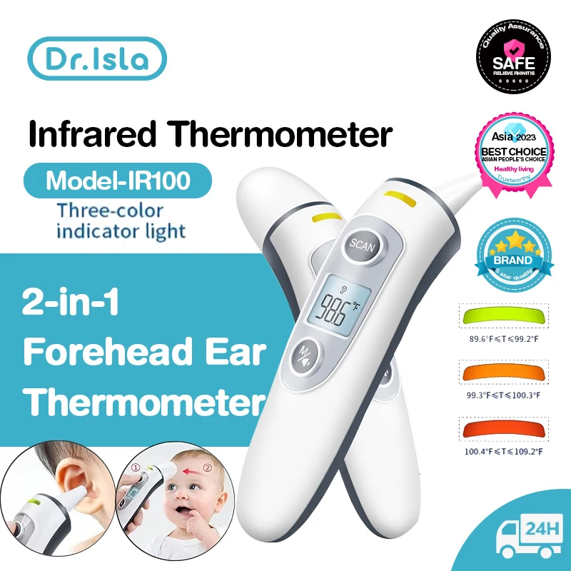 Dr.isla Baby Infrared Ear Thermometer Non-Contact medical Forehead thermometer LCD Body Fever Baby/Adult Temperature measure